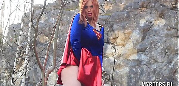  Alexsis Faye Busty SuperWoman Cosplay outdoor playing